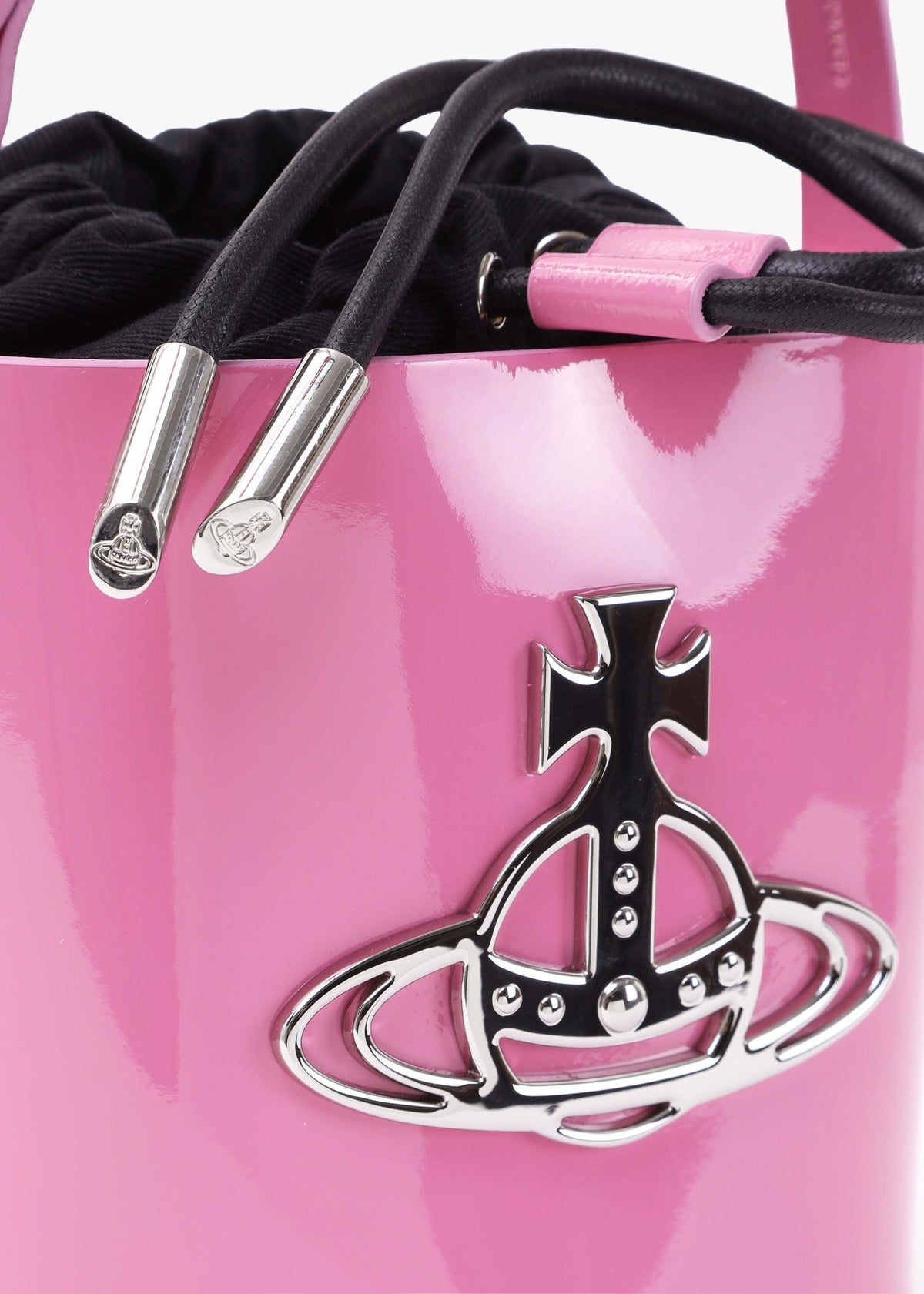 Mini Daisy Pink Patent Leather Drawstring Bucket Bag