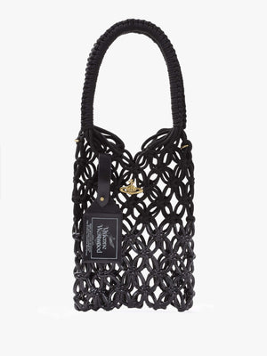 Large Thrawler Macramé Black Shoulder Bag
