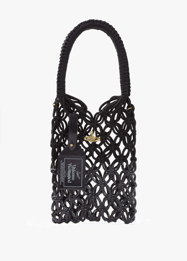 Large Thrawler Macramé Black Shoulder Bag