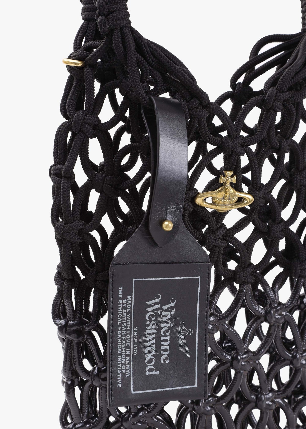 Large Thrawler Macramé Black Shoulder Bag