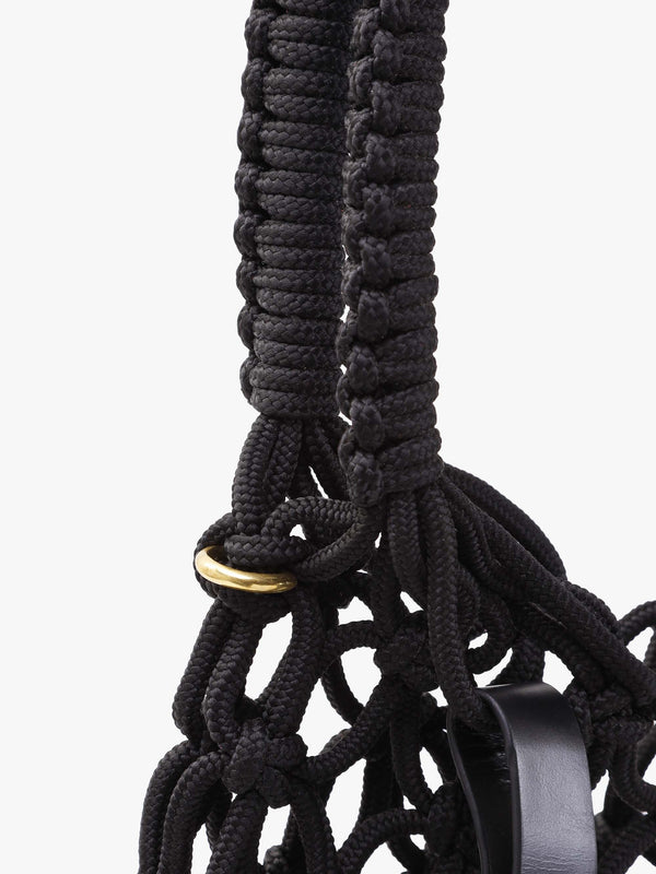Large Thrawler Macramé Black Shoulder Bag