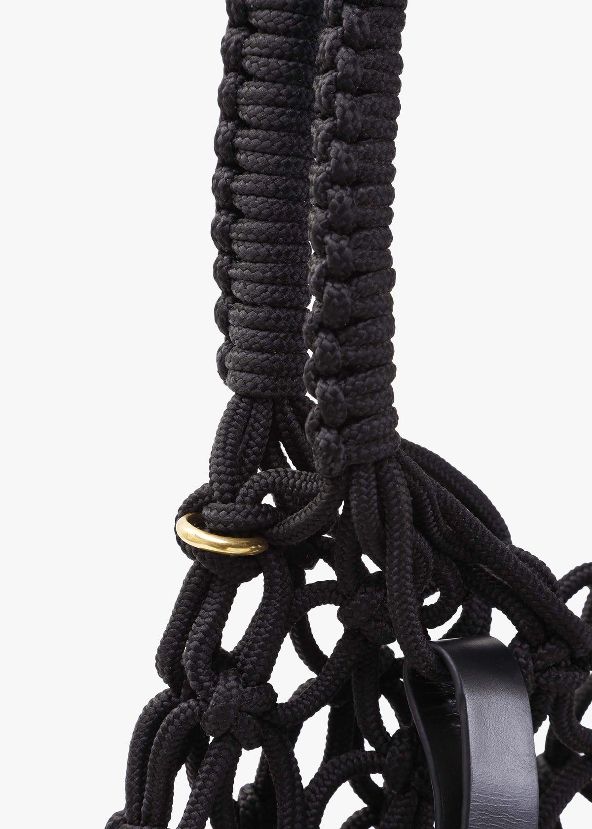 Large Thrawler Macramé Black Shoulder Bag