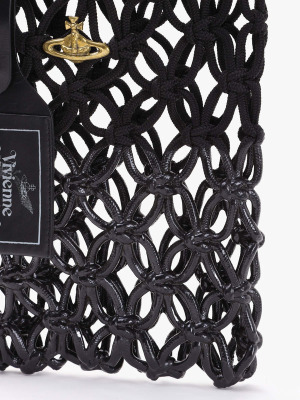 Large Thrawler Macramé Black Shoulder Bag