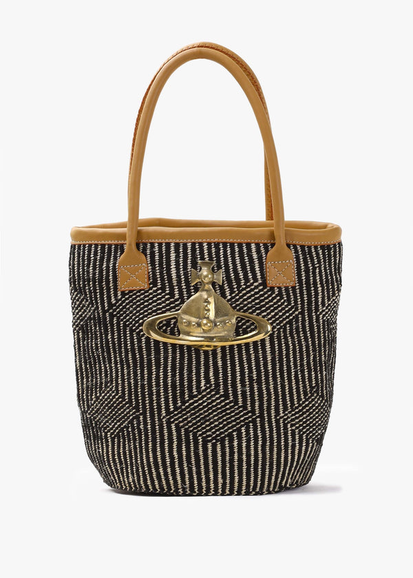 Jane Black & White Sisal Basket Bag