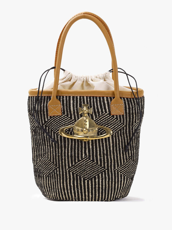 Jane Black & White Sisal Basket Bag