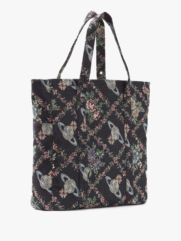 Murray Black Trellis Tapestry Jacquard Tote Bag