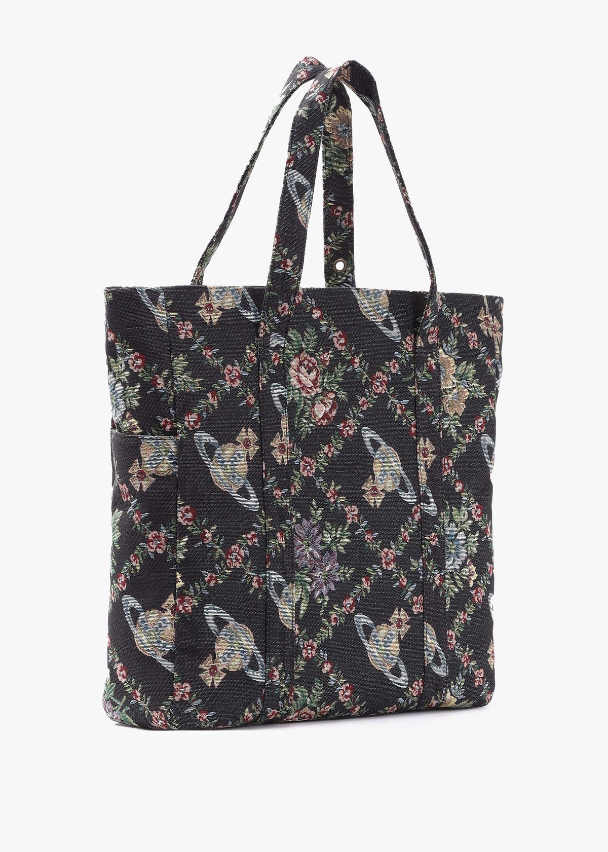 Murray Black Trellis Tapestry Jacquard Tote Bag