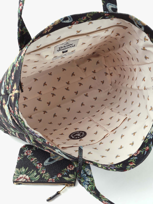 Murray Black Trellis Tapestry Jacquard Tote Bag