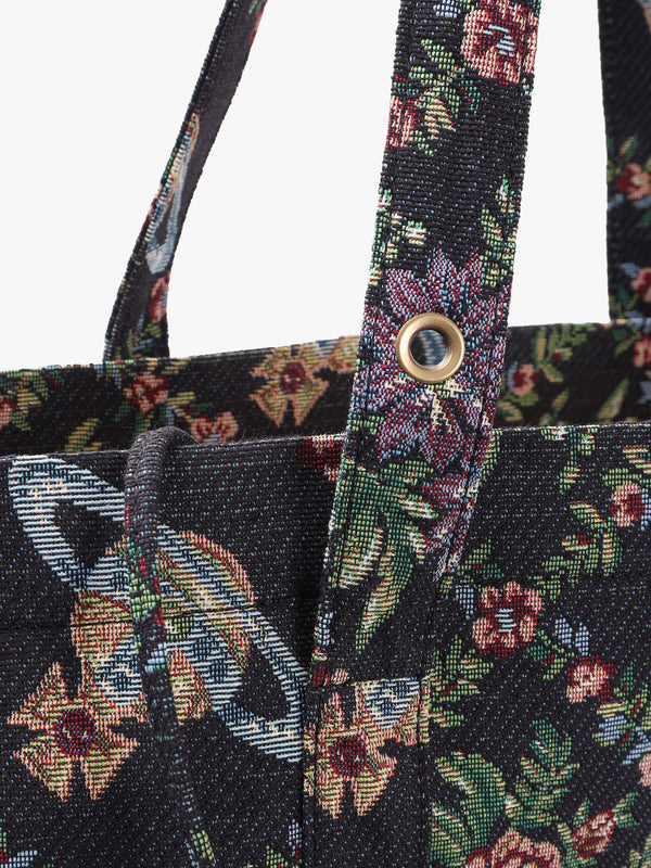 Murray Black Trellis Tapestry Jacquard Tote Bag