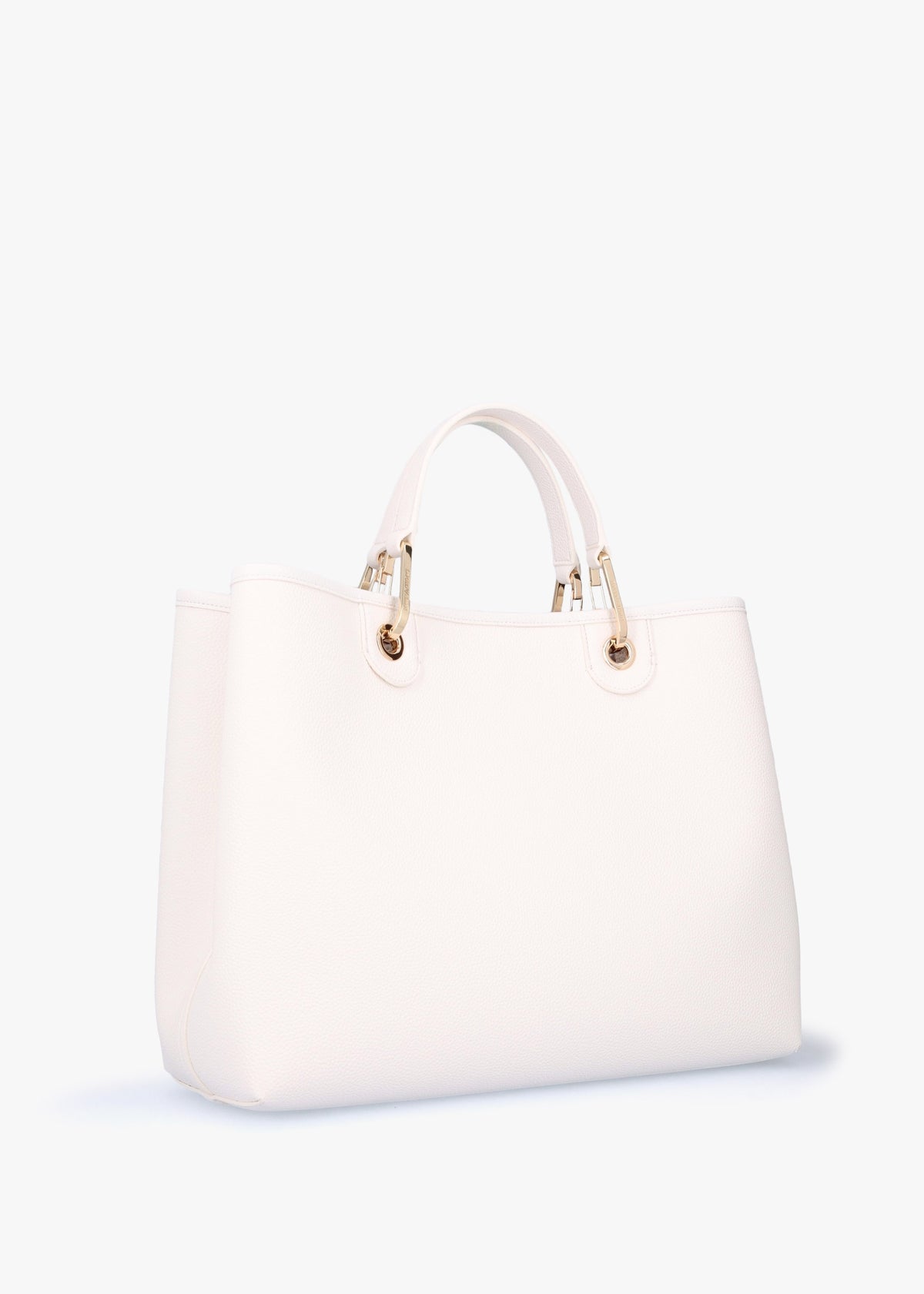 White Pebbled Shopper With Pouch