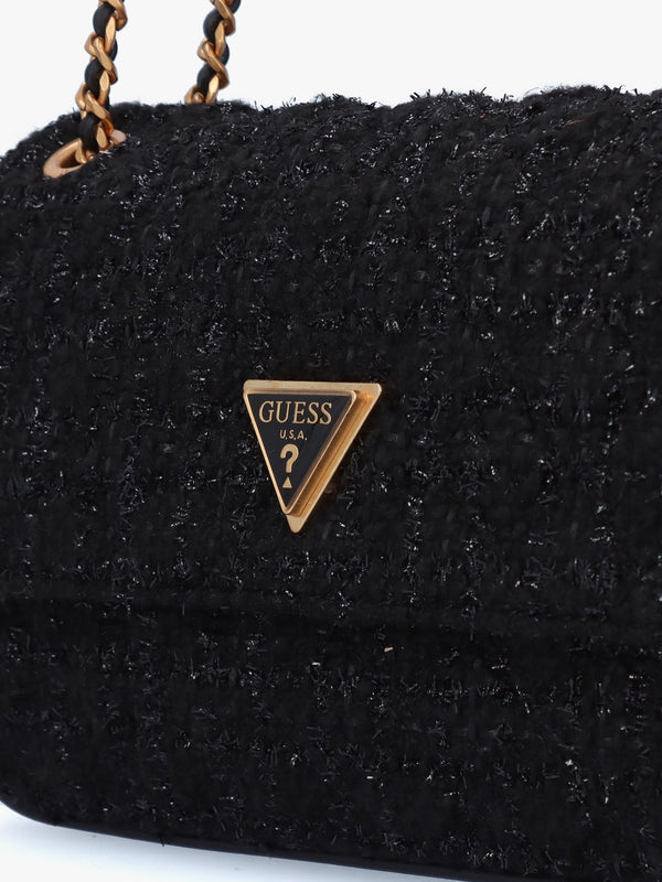 Giully Convertible Black Tweed Cross-Body Bag