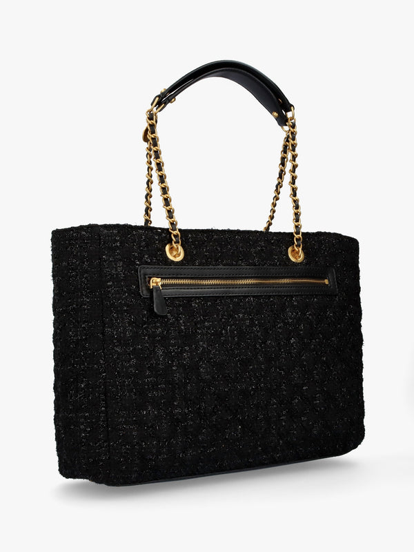 Giully Black Tweed Tote Bag
