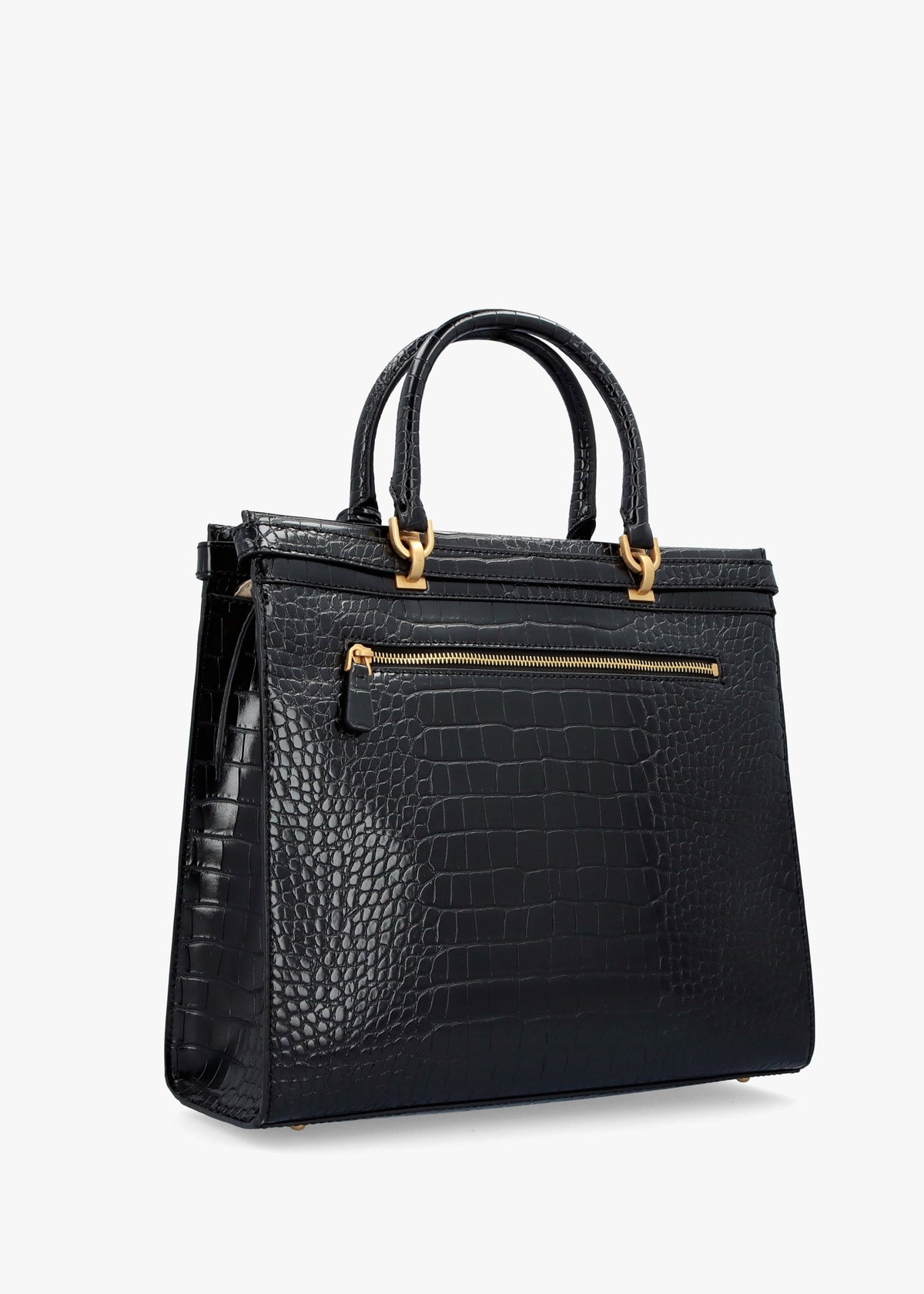 Sestri Elite Black Moc Croc Tote Bag