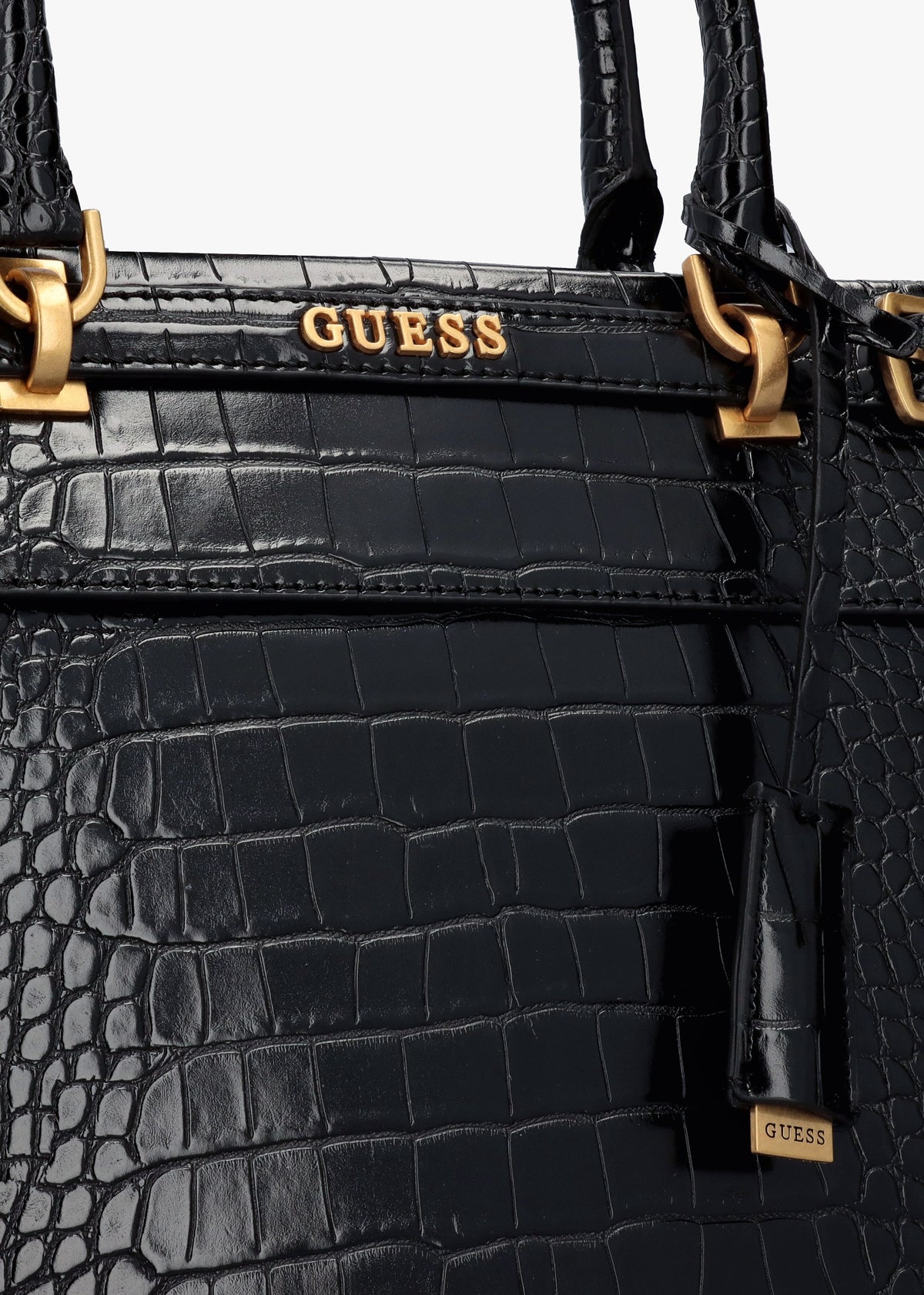 Sestri Elite Black Moc Croc Tote Bag