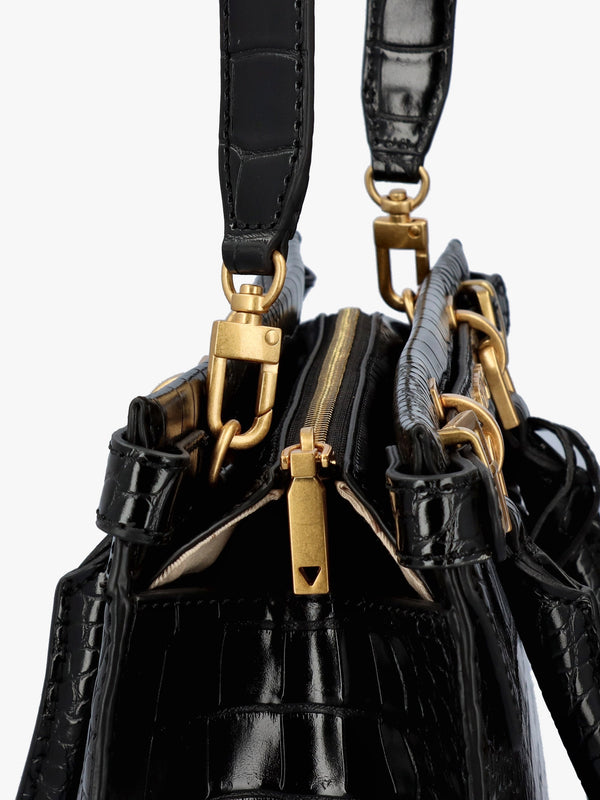 Sestri Elite Black Moc Croc Tote Bag
