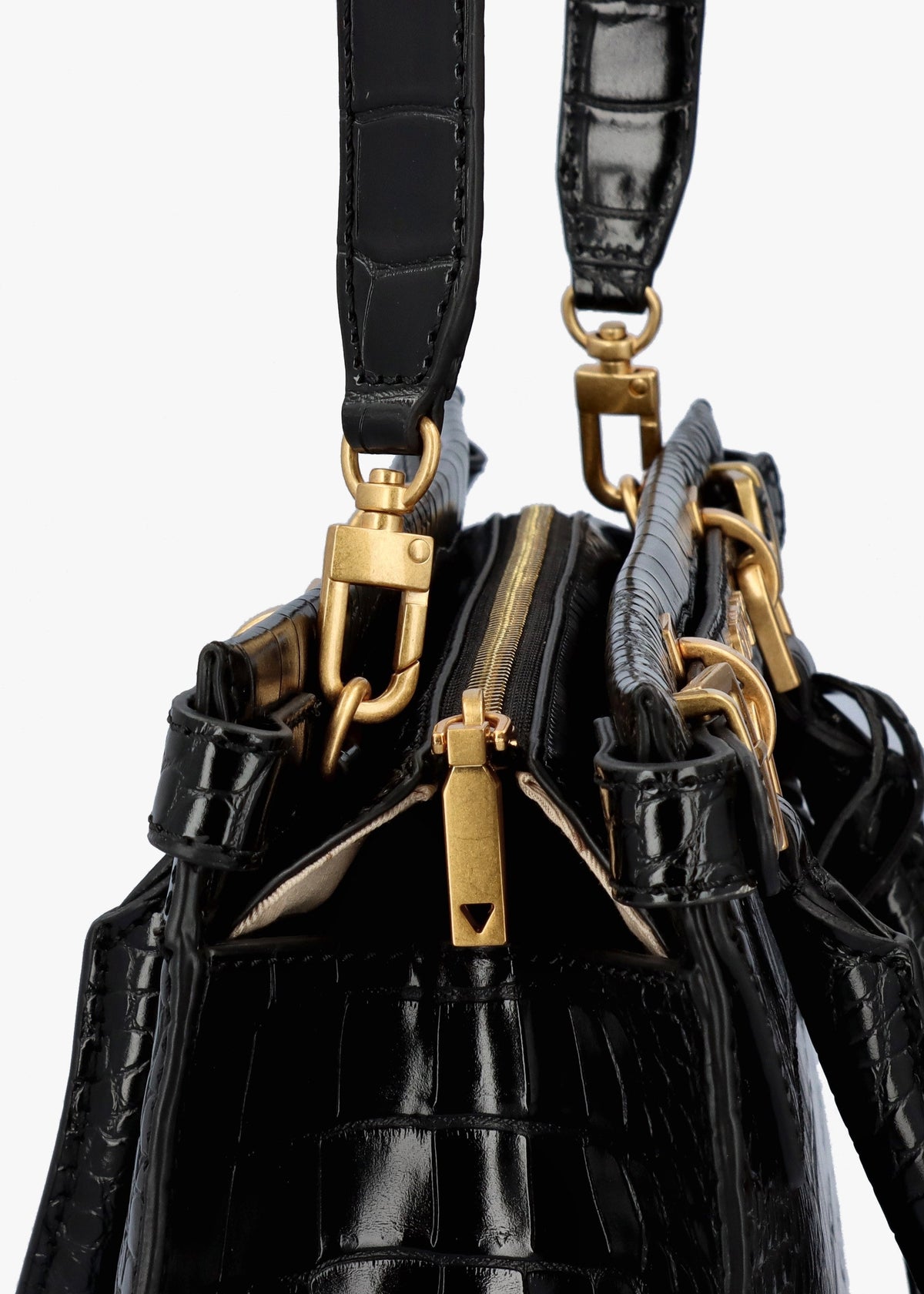 Sestri Elite Black Moc Croc Tote Bag
