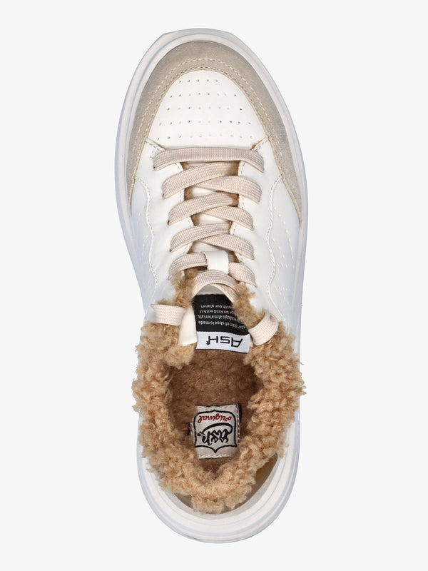 Impuls Fur Eco Shell White Golden Brown Chromefree Leather Platform Trainers