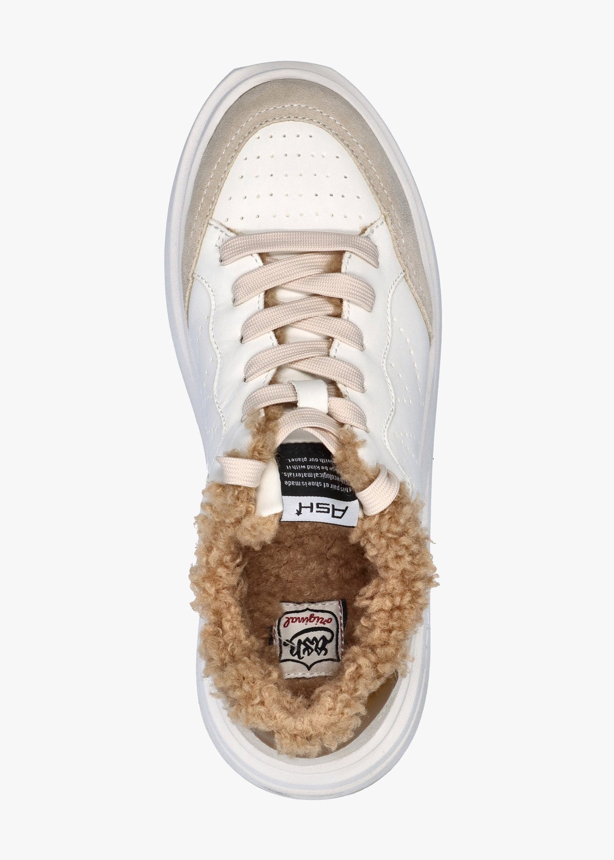 Impuls Fur Eco Shell White Golden Brown Chromefree Leather Platform Trainers