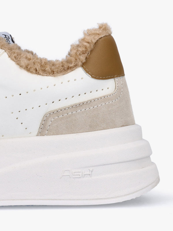Impuls Fur Eco Shell White Golden Brown Chromefree Leather Platform Trainers