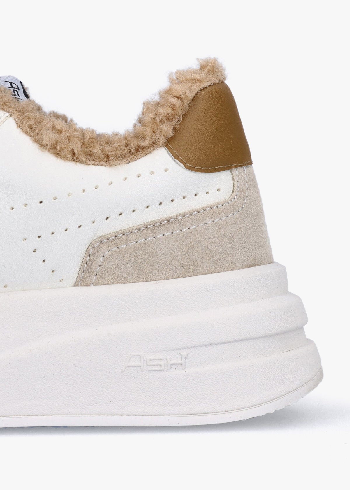 Impuls Fur Eco Shell White Golden Brown Chromefree Leather Platform Trainers