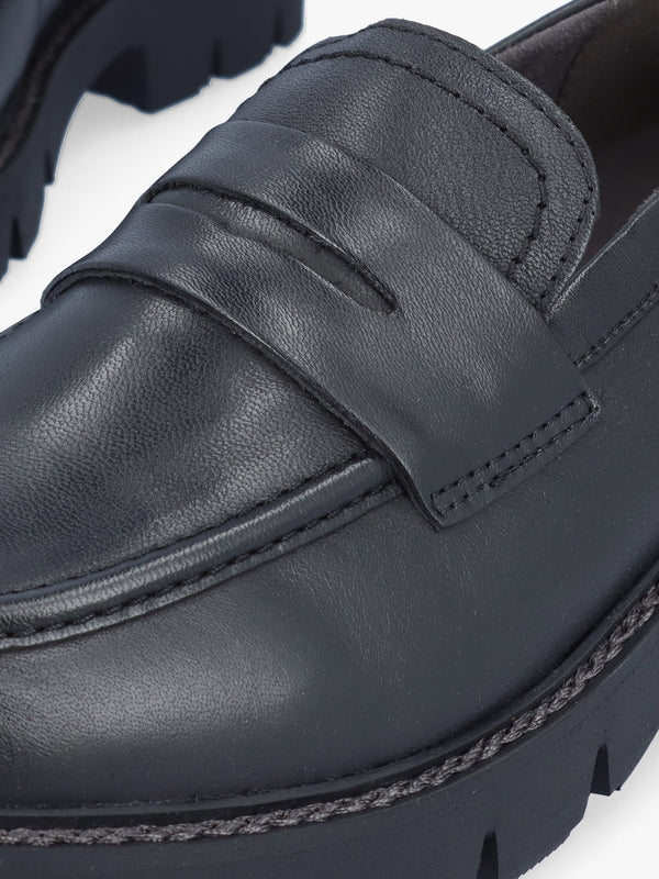 Nevada Black Leather Loafers