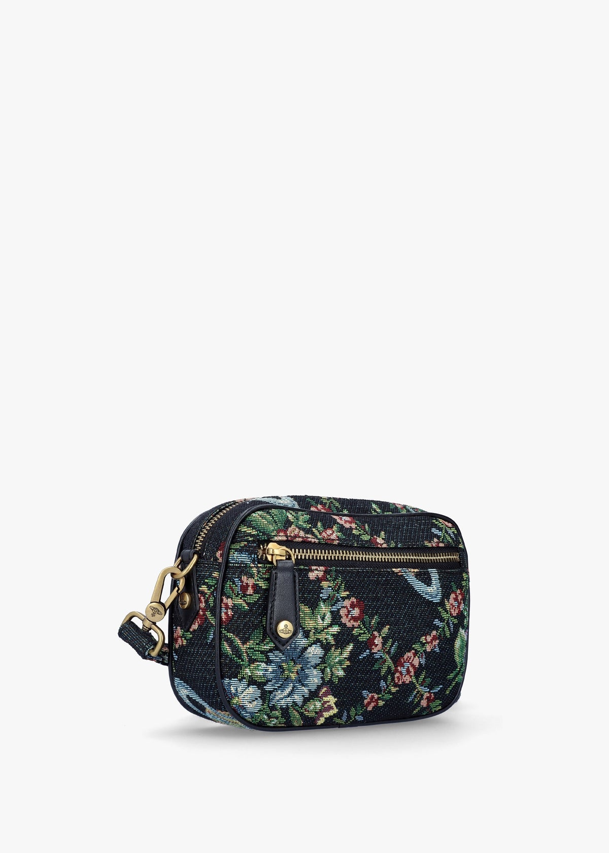 Anna Vegan Black Trellis Tapestry Camera Bag
