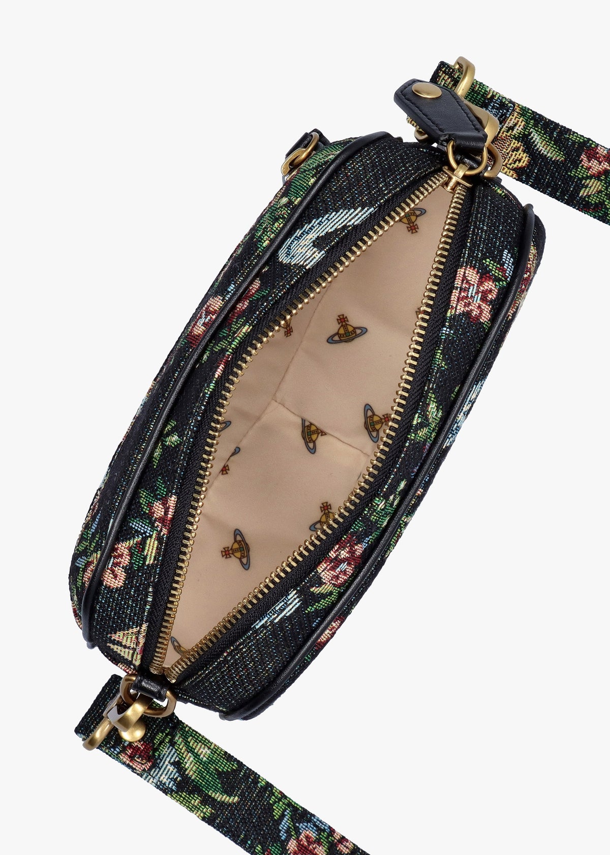 Anna Vegan Black Trellis Tapestry Camera Bag