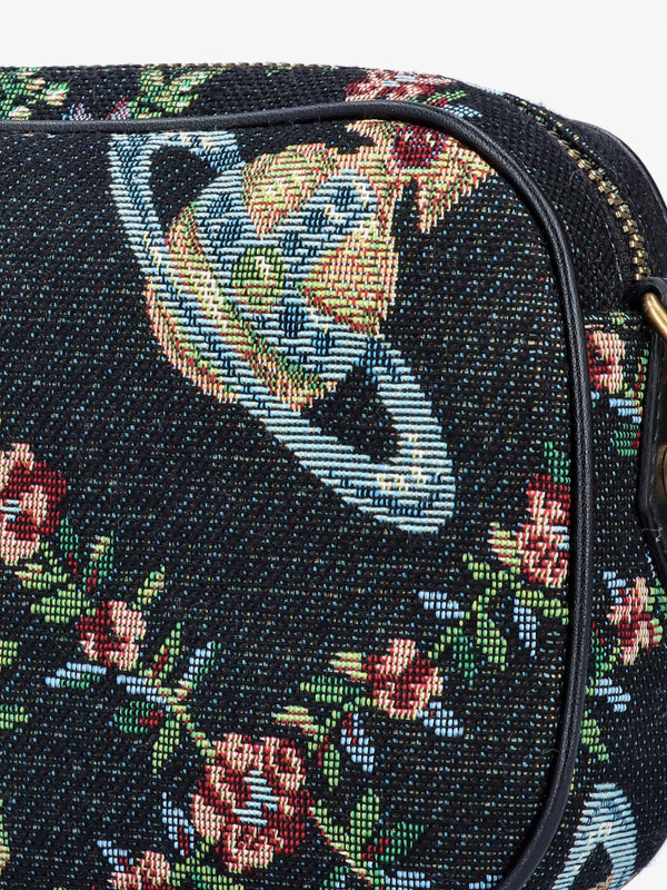 Anna Vegan Black Trellis Tapestry Camera Bag