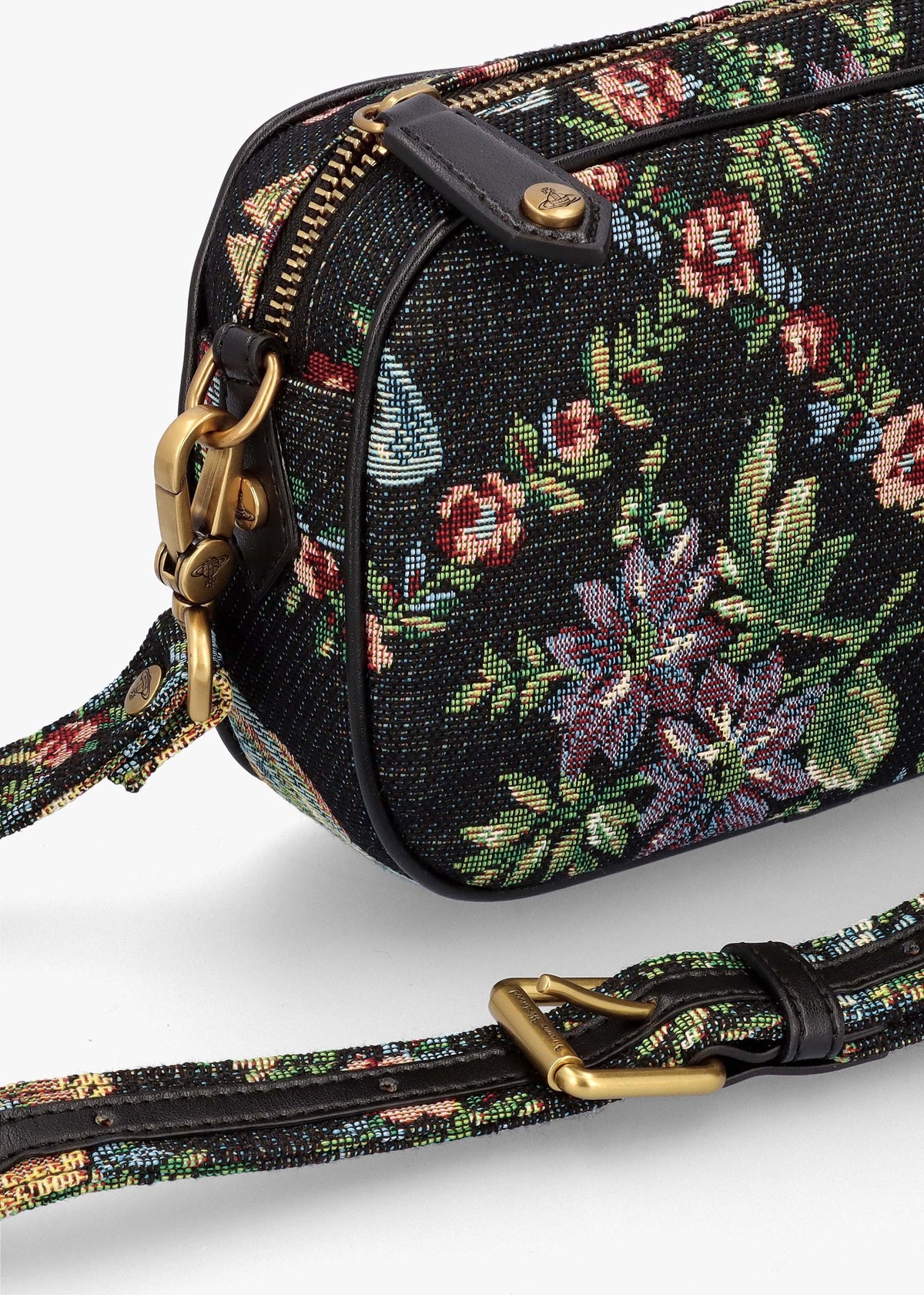 Anna Vegan Black Trellis Tapestry Camera Bag
