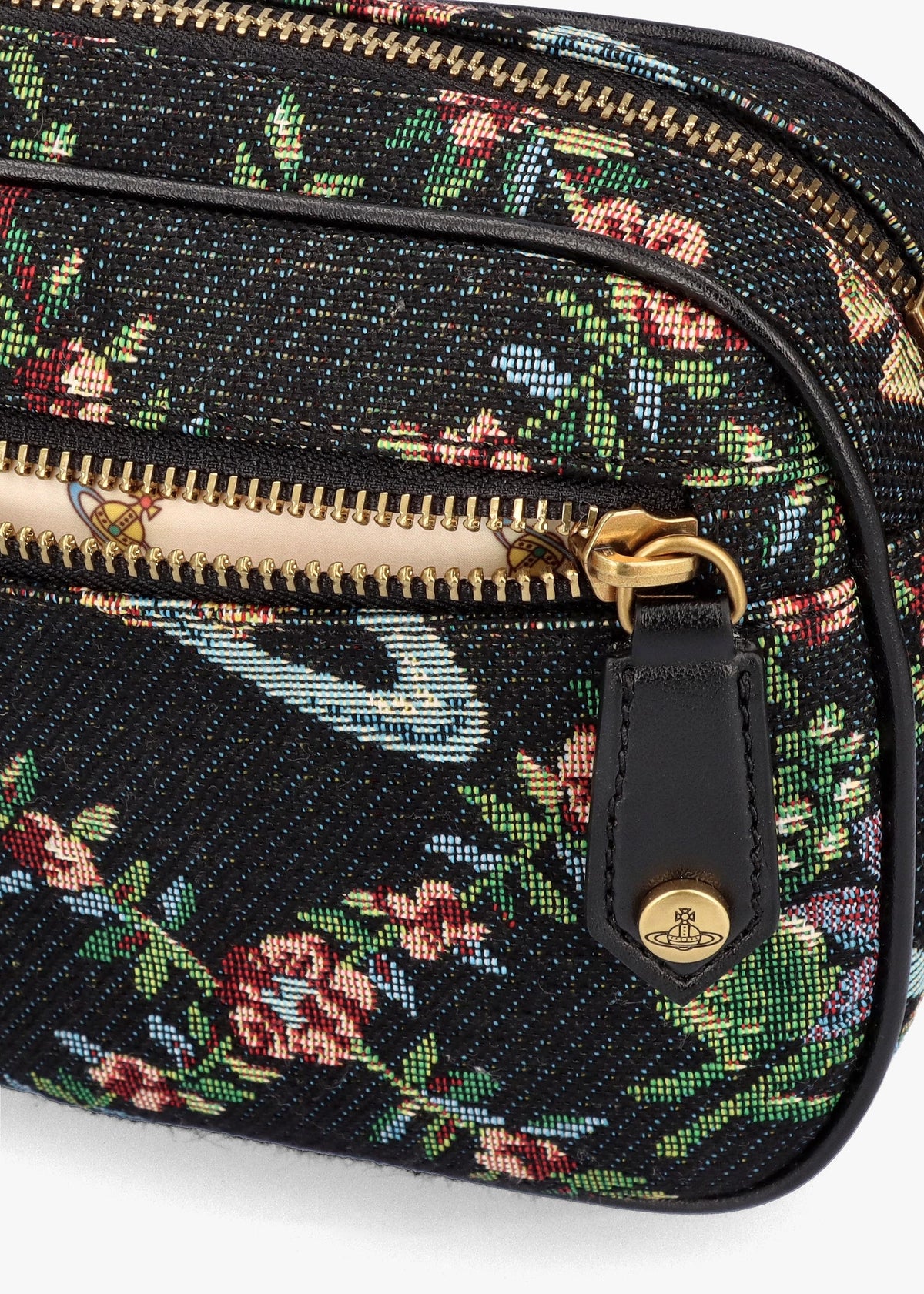 Anna Vegan Black Trellis Tapestry Camera Bag