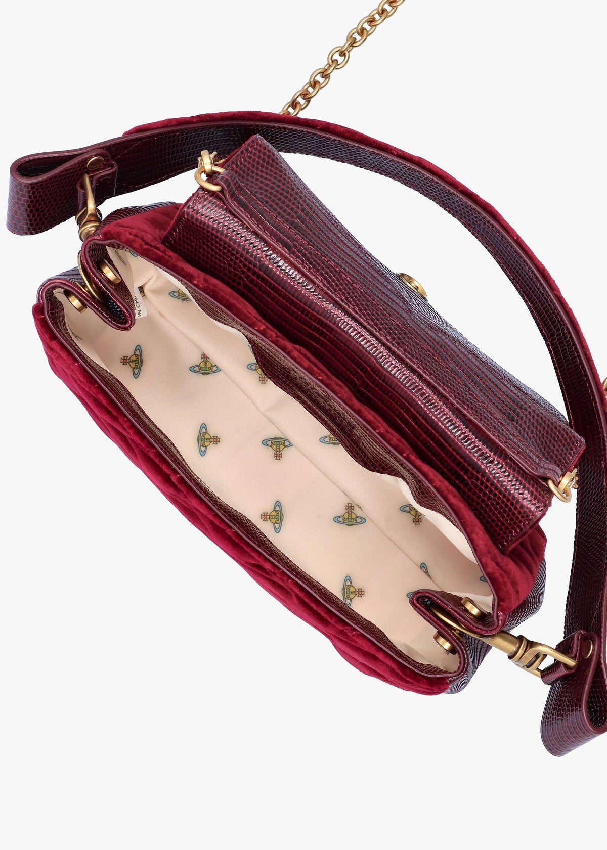 Hazel Small Burgundy Cotton Velvet Quilted Shoulder Bag