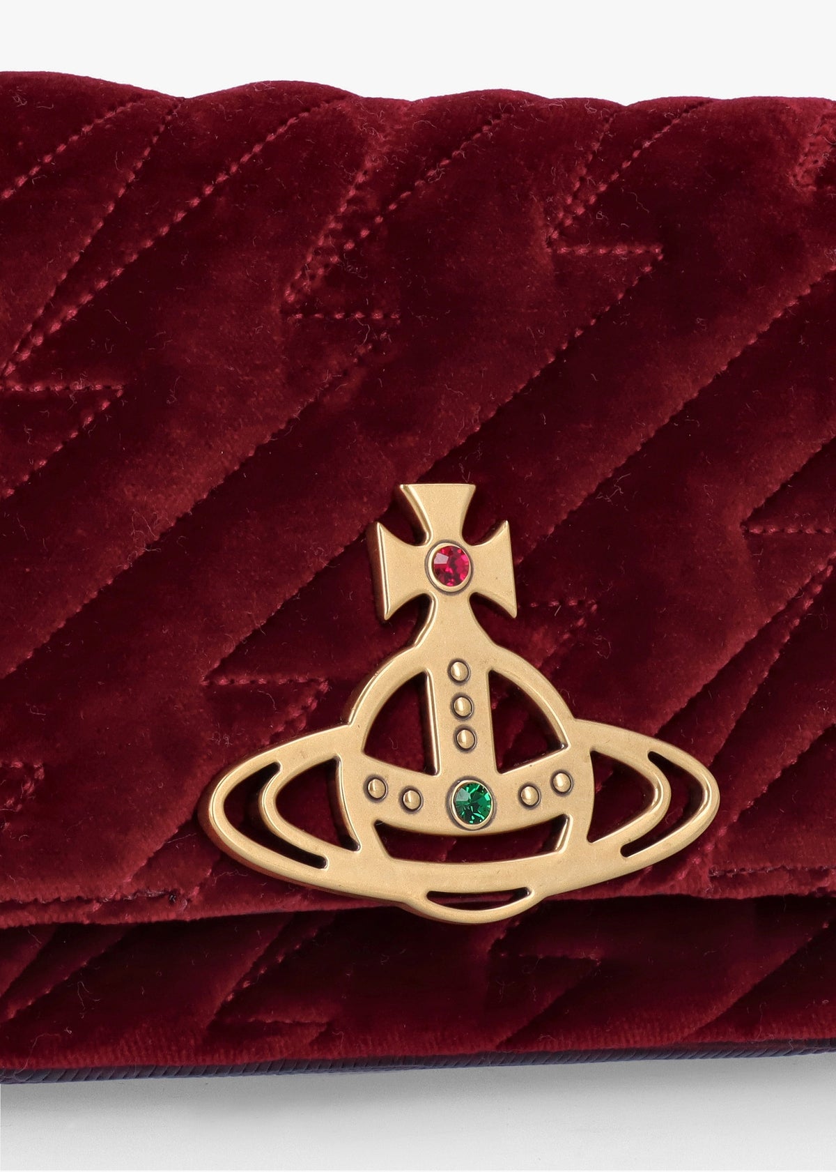 Hazel Small Burgundy Cotton Velvet Quilted Shoulder Bag