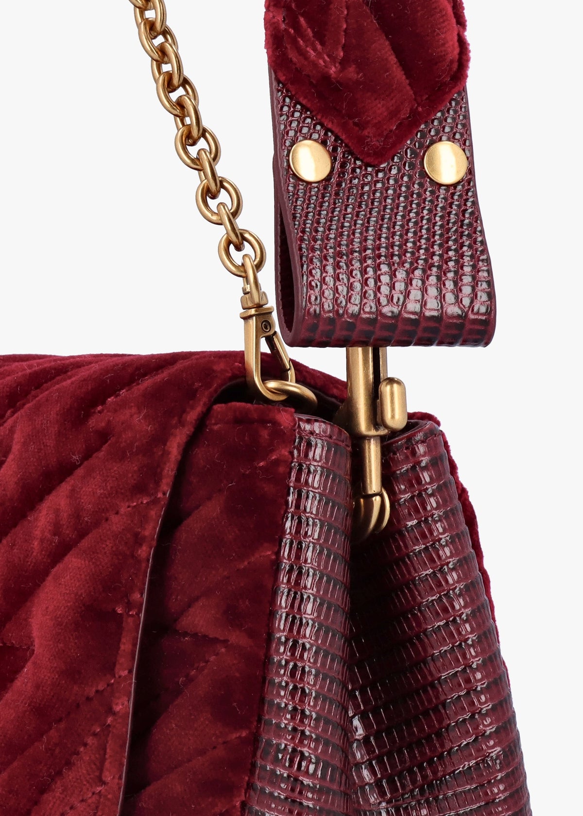 Hazel Small Burgundy Cotton Velvet Quilted Shoulder Bag