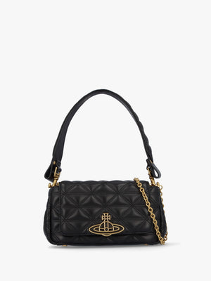 Hazel Medium Black Leather Quilted Shoulder Bag