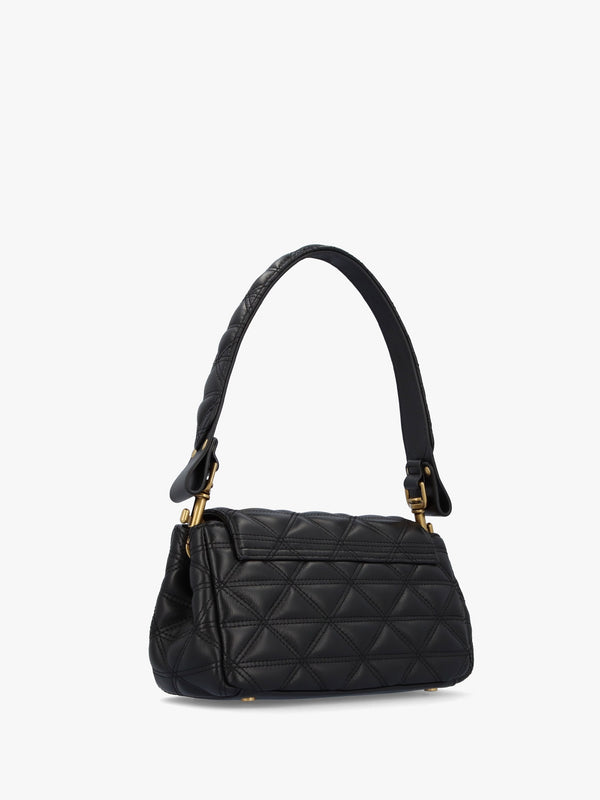 Hazel Medium Black Leather Quilted Shoulder Bag