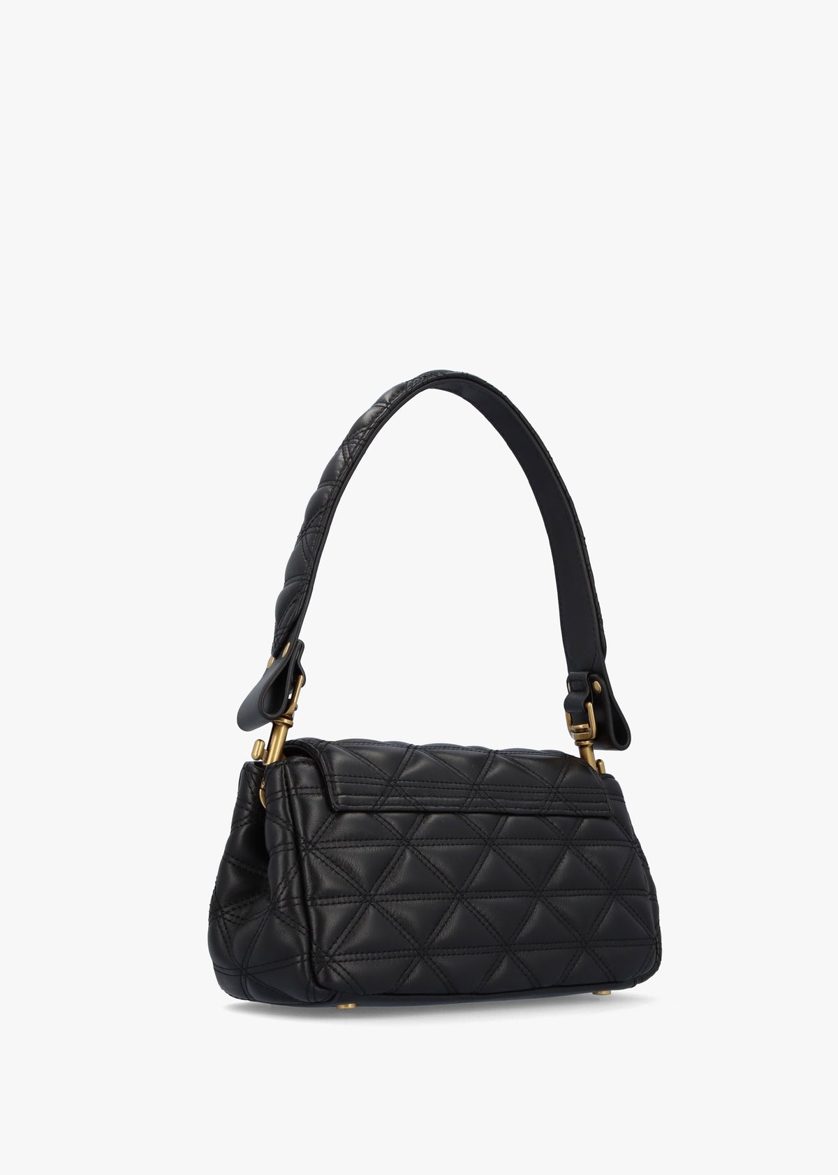 Hazel Medium Black Leather Quilted Shoulder Bag