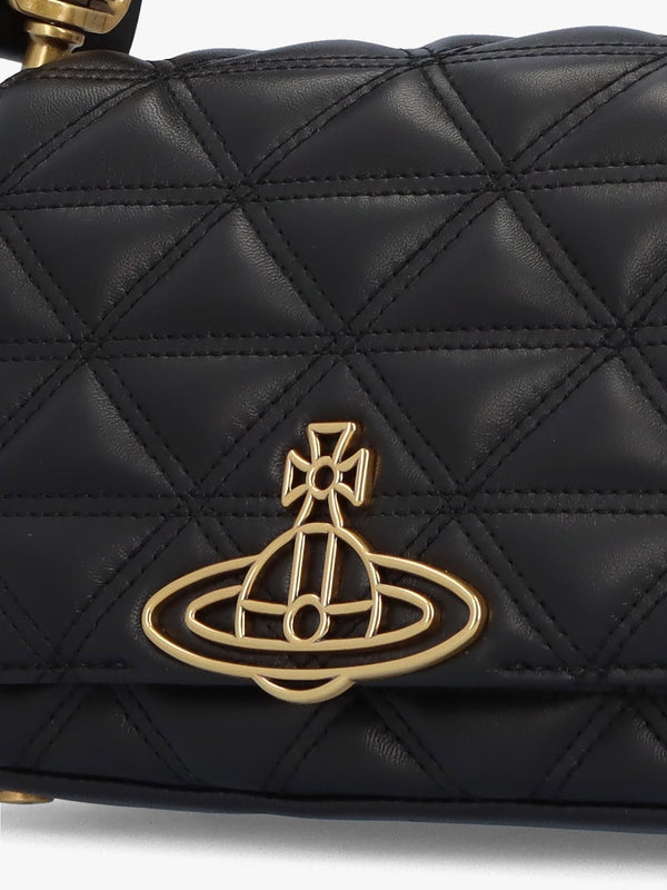 Hazel Medium Black Leather Quilted Shoulder Bag