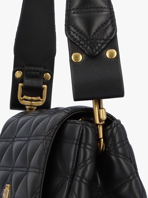 Hazel Medium Black Leather Quilted Shoulder Bag