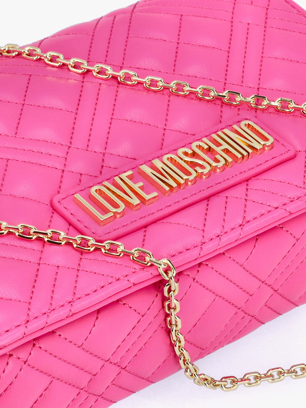 Diamond Quilt Flapover Fuxia Cross-Body Bag