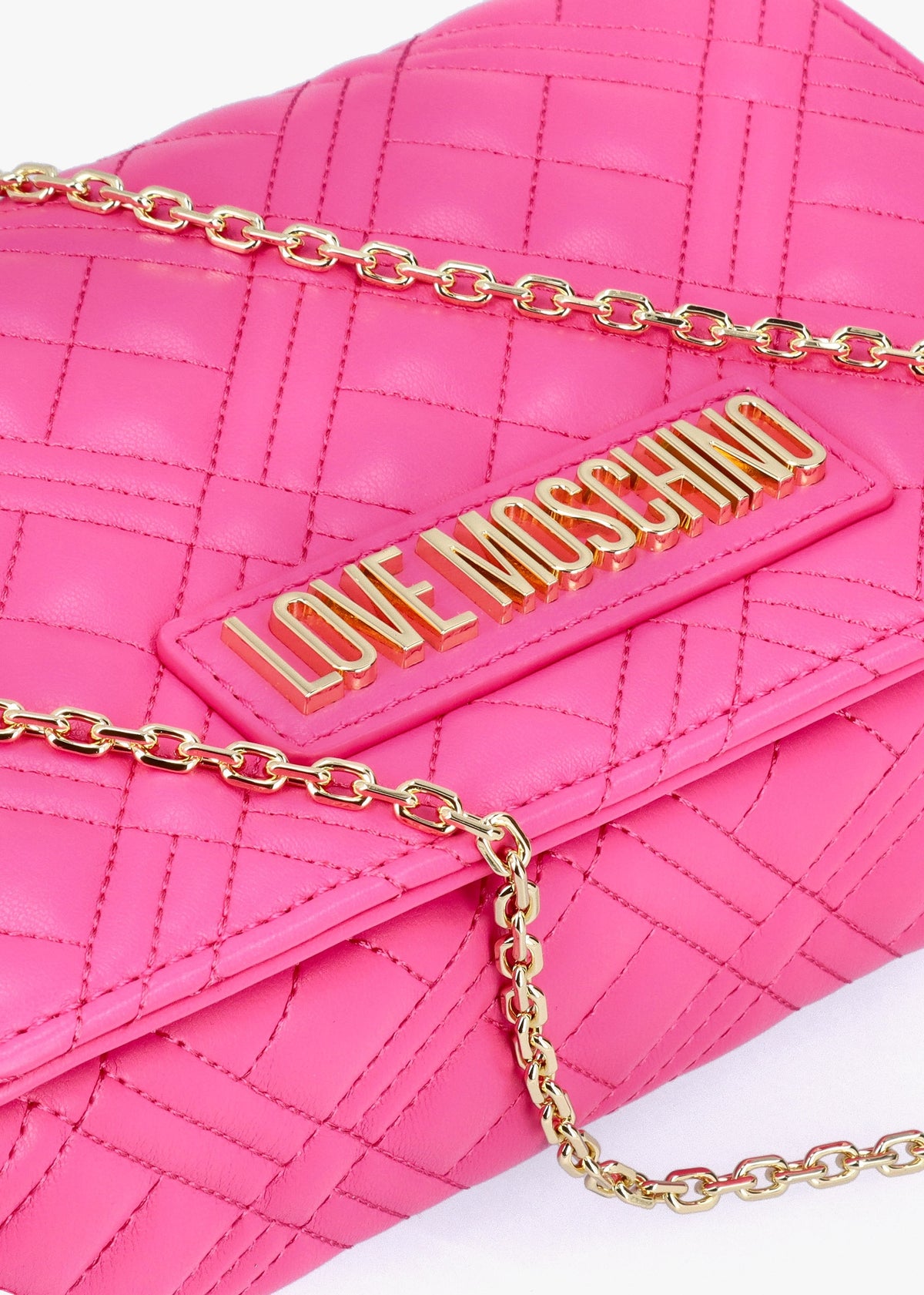 Diamond Quilt Flapover Fuxia Cross-Body Bag