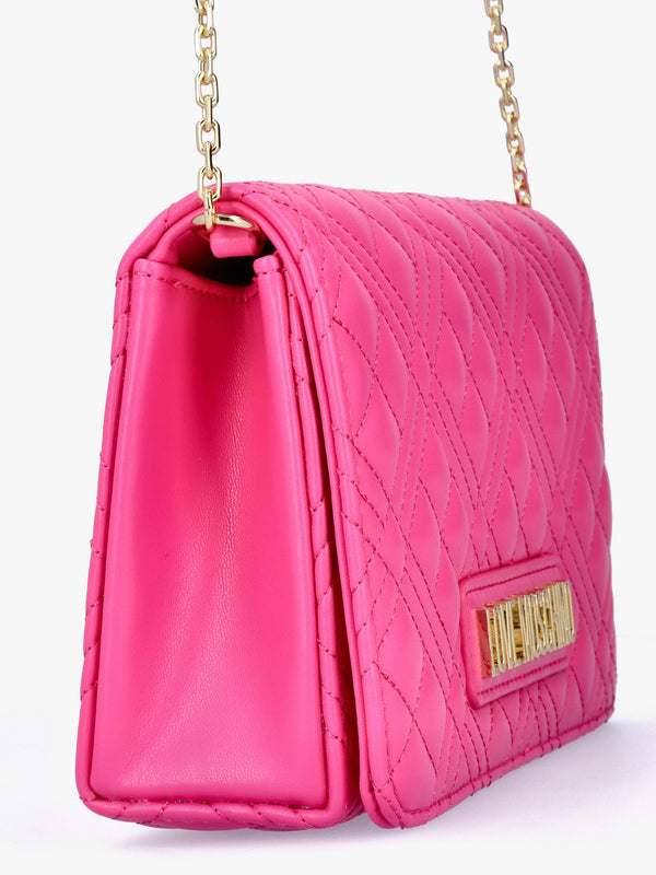 Diamond Quilt Flapover Fuxia Cross-Body Bag