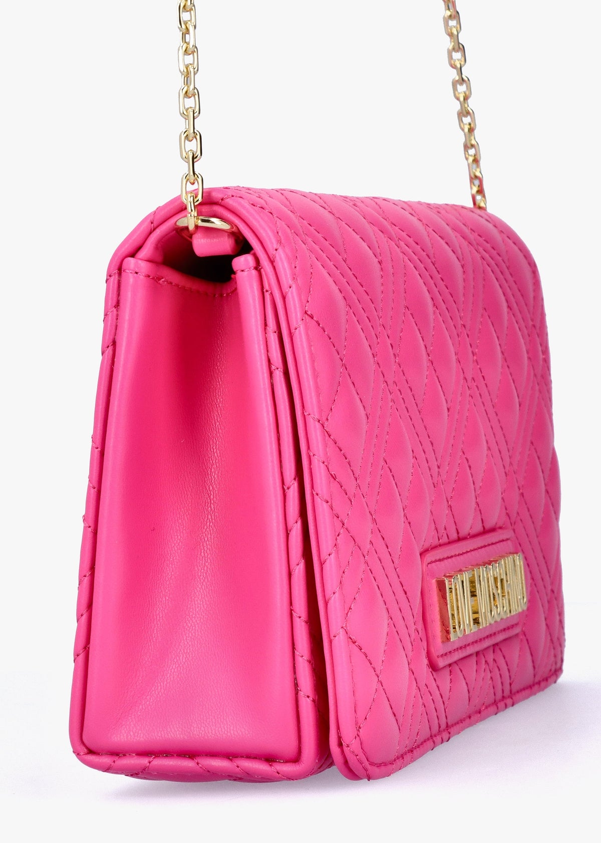 Diamond Quilt Flapover Fuxia Cross-Body Bag