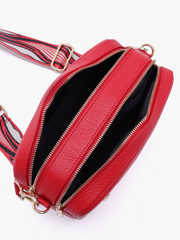 Lydia Red Leather Camera Bag