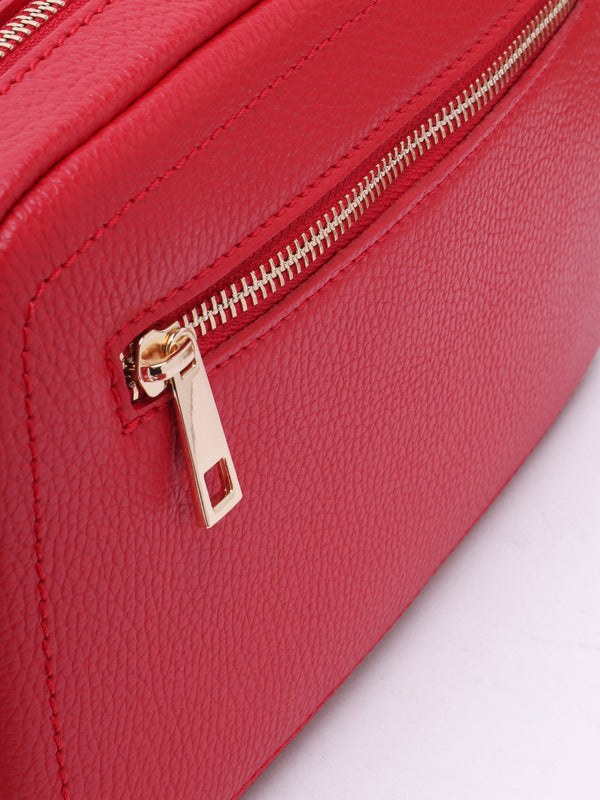 Lydia Red Leather Camera Bag
