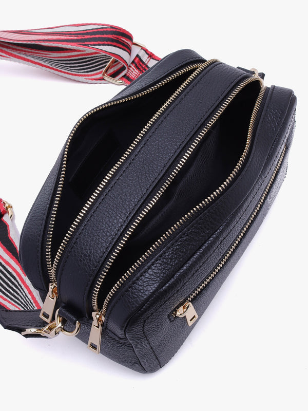 Lydia Black Leather Camera Bag