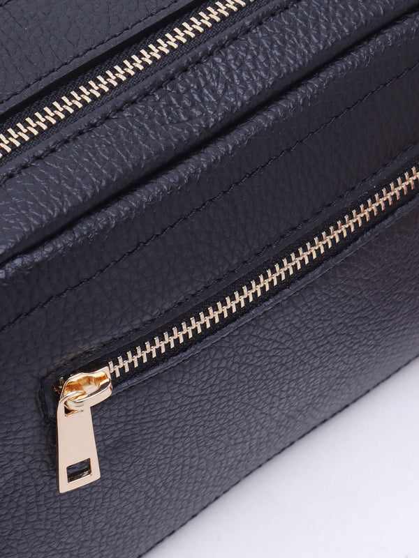 Lydia Black Leather Camera Bag