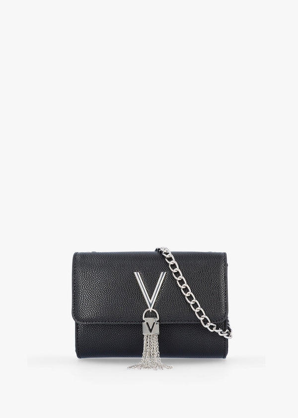 Divina Black Silver Pebbled Shoulder Bag