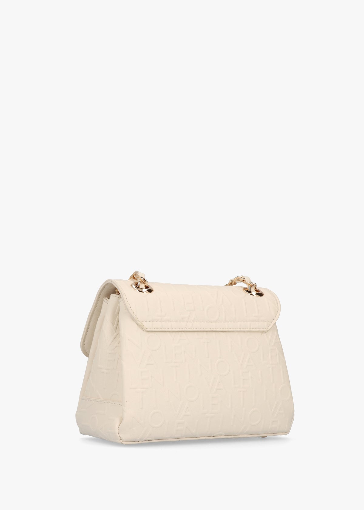 Relax Embossed Logo Ecru Flapover Shoulder Bag
