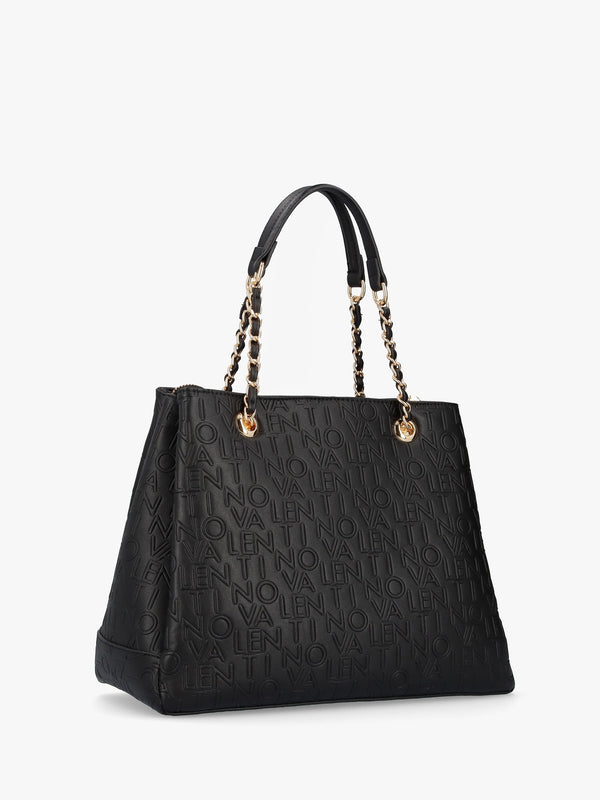 Relax Embossed Logo Nero Chain Strap Shopper Bag