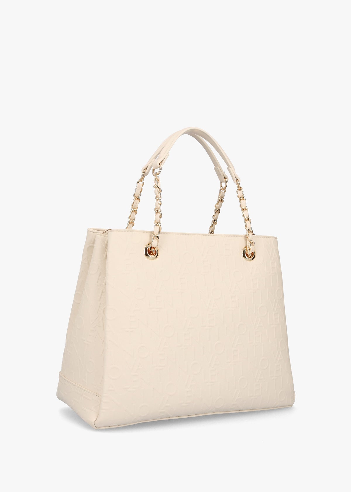Relax Embossed Logo Ecru Chain Strap Shopper Bag
